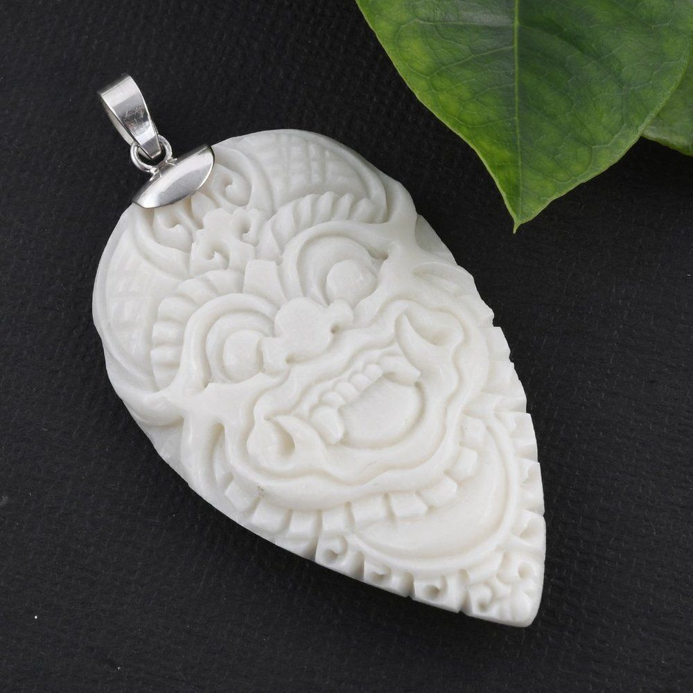 BALI GODDESS Carved Buddha Pendant in Sterling Silver